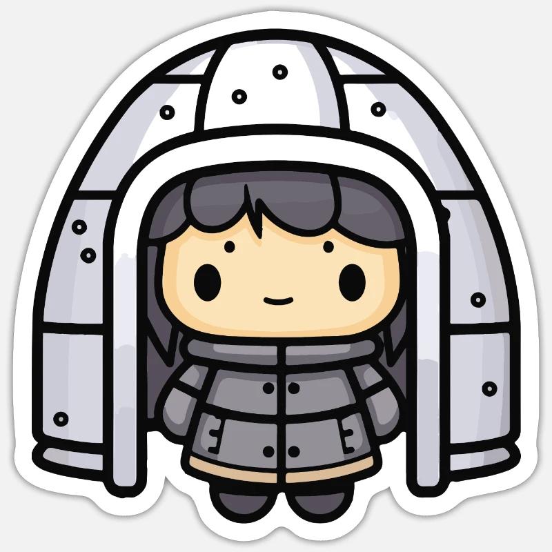 Iglu Eskimo Winter Comic - Sticker Größe S (10 x 10 cm) - Mattweiß