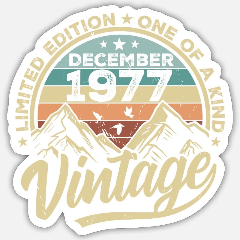 Original Dezember 1977 - 48. Geburtstag Geschenk - Sticker Größe S (10 x 10 cm) - Mattweiß
