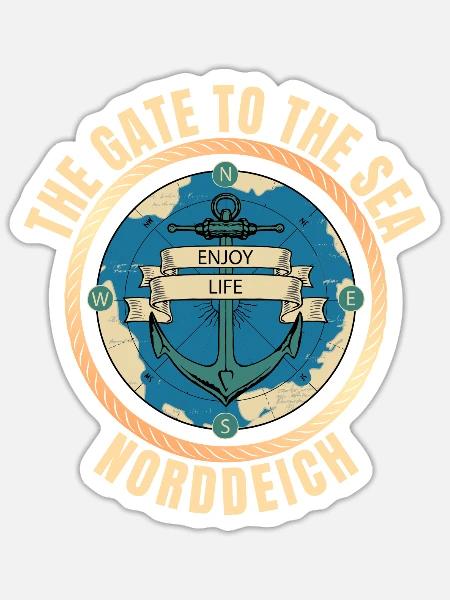 The Gate to the Sea - Norddeich - Sticker Größe S (10 x 10 cm) - Mattweiß