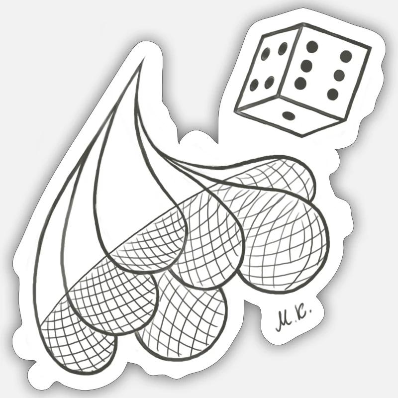 Creative patterned drops with game dice Sticker size S (10 x 10 cm)