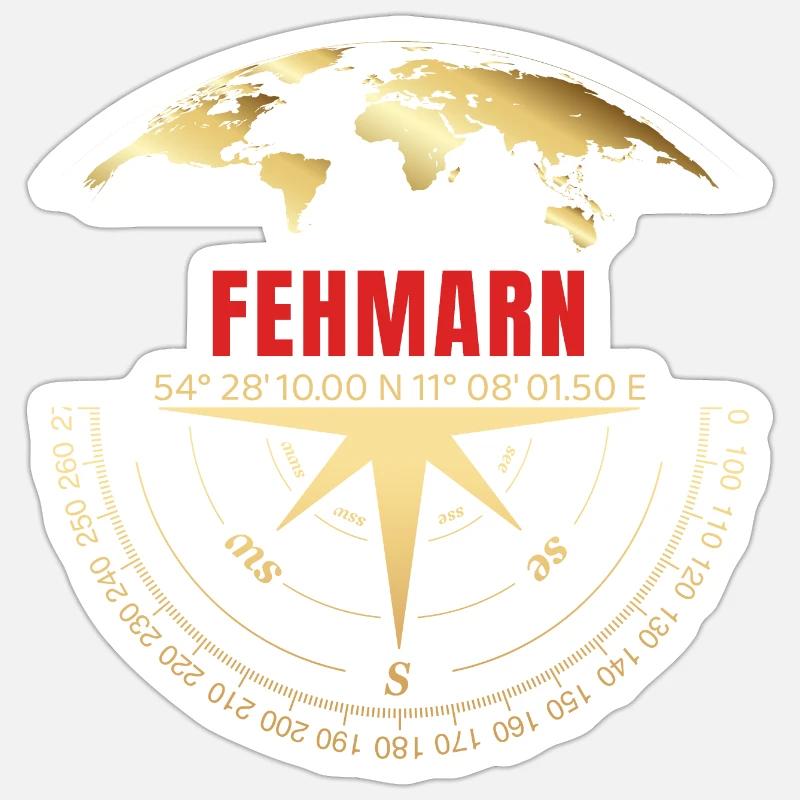 Koordinaten Fehmarn - Sticker Größe S (10 x 10 cm) - Mattweiß