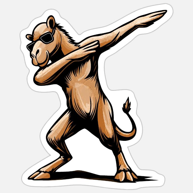 Cool Dabbing Dab Dance Camel avec lunettes de soleil - Sticker taille S (10 x 10 cm) - blanc mat