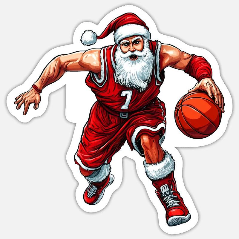 Joueurs de basket-ball de Noël - Sticker taille S (10 x 10 cm) - blanc mat