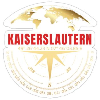 Koordinaten Kaiserslautern - Sticker Größe S (10 x 10 cm) - Mattweiß - Vorne