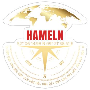 Koordinaten Hameln - Sticker Größe S (10 x 10 cm) - Mattweiß - Vorne