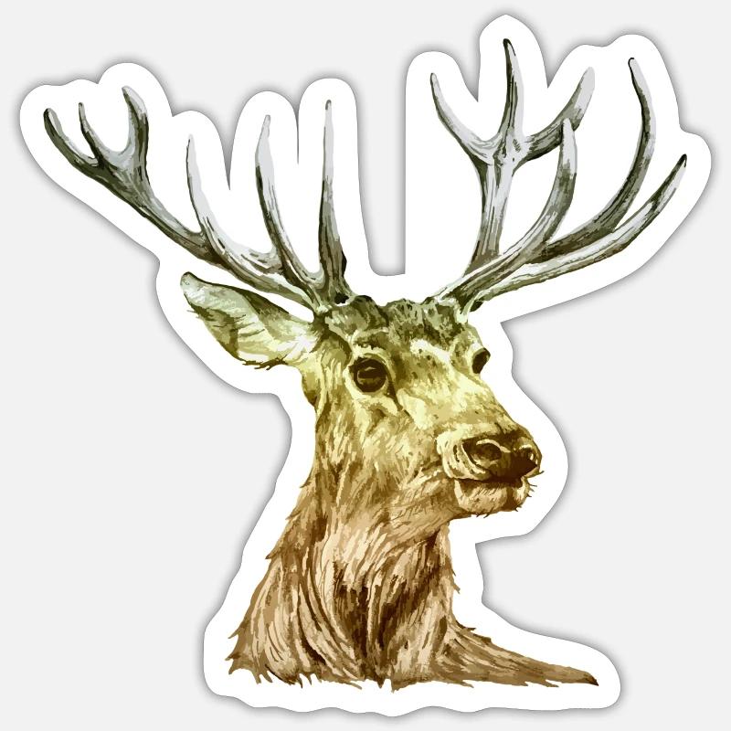 Cerf - Sticker taille S (10 x 10 cm) - blanc mat