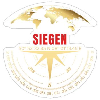 Koordinaten Siegen - Sticker Größe S (10 x 10 cm) - Mattweiß - Vorne