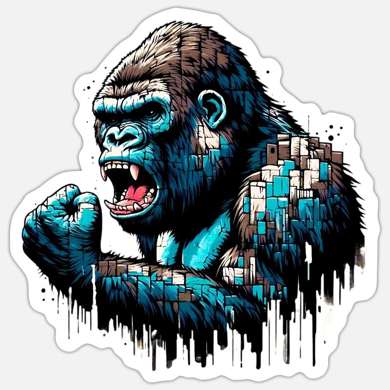 Gorille - Sticker taille S (10 x 10 cm) - blanc mat