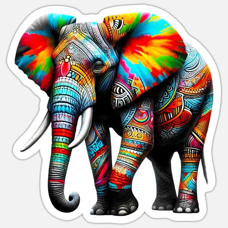 Éléphant - Sticker taille S (10 x 10 cm) - blanc mat
