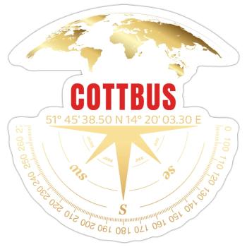 Koordinaten Cottbus - Sticker Größe S (10 x 10 cm) - Mattweiß - Vorne