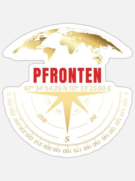 Koordinaten Pfronten - Sticker Größe S (10 x 10 cm) - Mattweiß