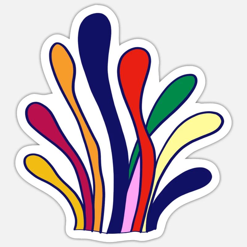 Eight linear patterns with different colors Sticker size S (10 x 10 cm)