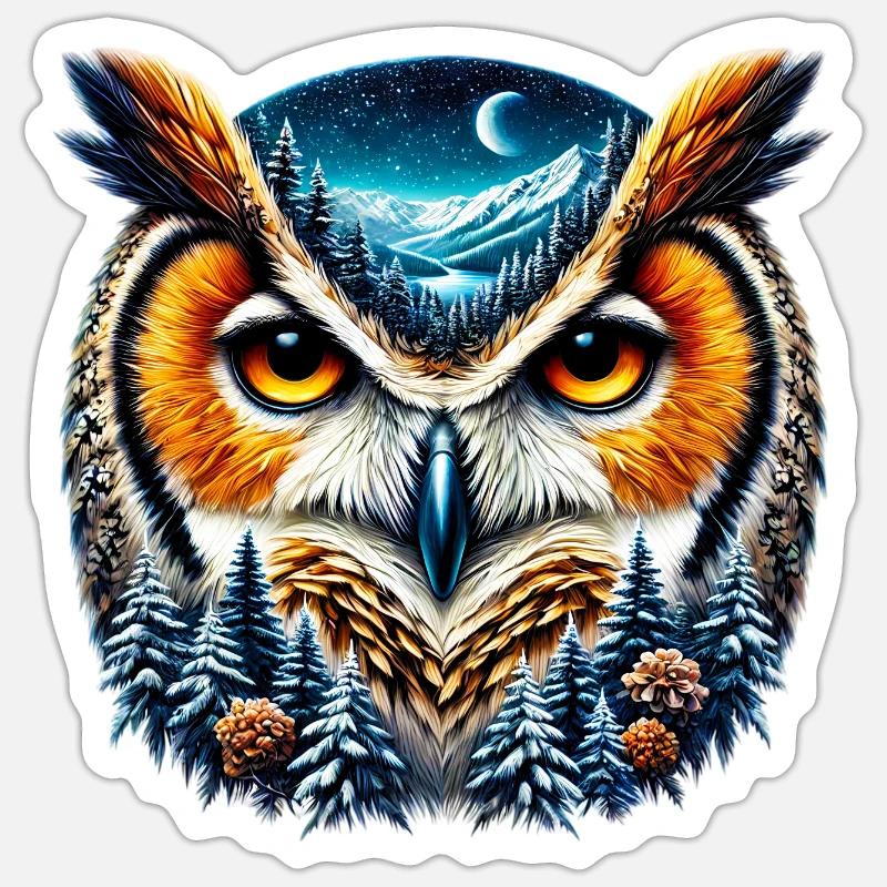 Owl - Sticker size S (10 x 10 cm) - white matte