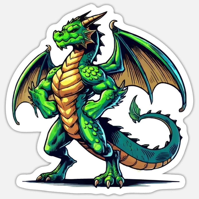 Dragon - Sticker taille S (10 x 10 cm) - blanc mat