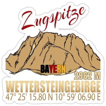 Zugspitze Koordinaten - Sticker Größe S (10 x 10 cm) - Mattweiß - Vorne