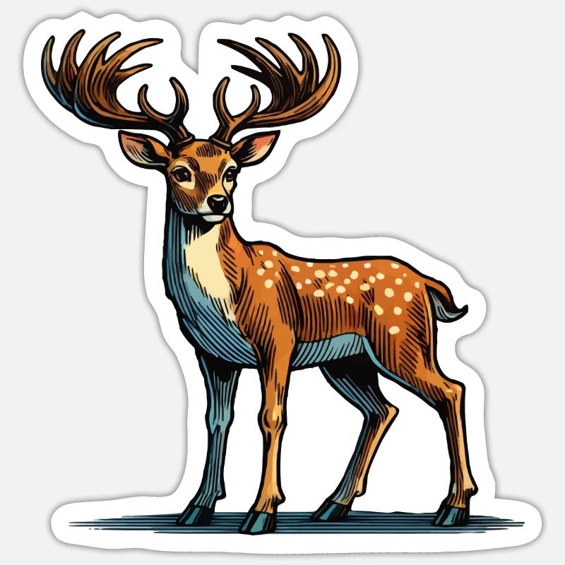 chevreuil - Sticker taille S (10 x 10 cm) - blanc mat