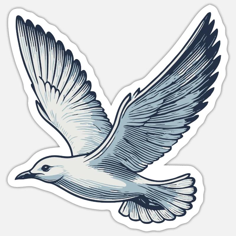 Mouette - Sticker taille S (10 x 10 cm) - blanc mat