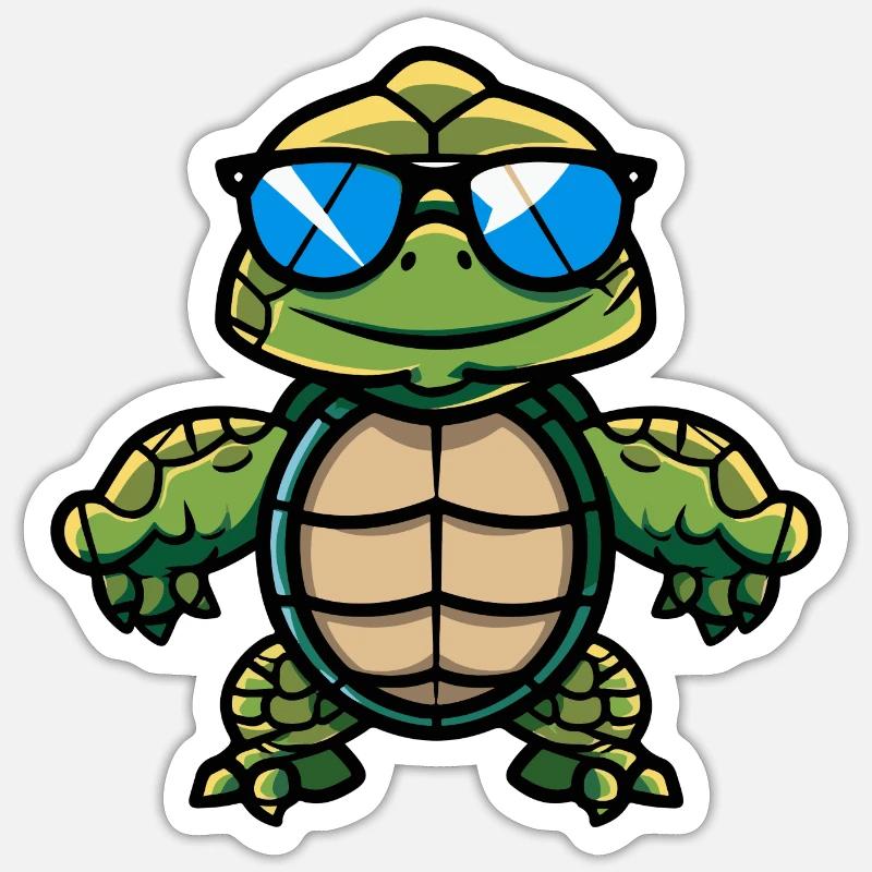 Schildkröte Comic Cool Sticker Größe S (10 x 10 cm)