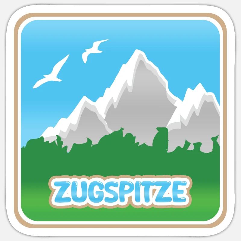 Zugspitze - Sticker Größe S (10 x 10 cm) - Mattweiß
