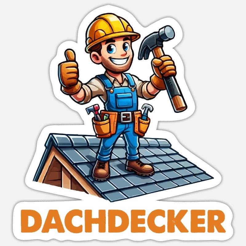 Dachdecker - Sticker Größe S (10 x 10 cm) - Mattweiß