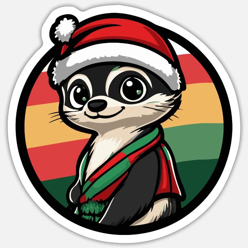 Suricate Noël Noël - Sticker taille S (10 x 10 cm) - blanc mat