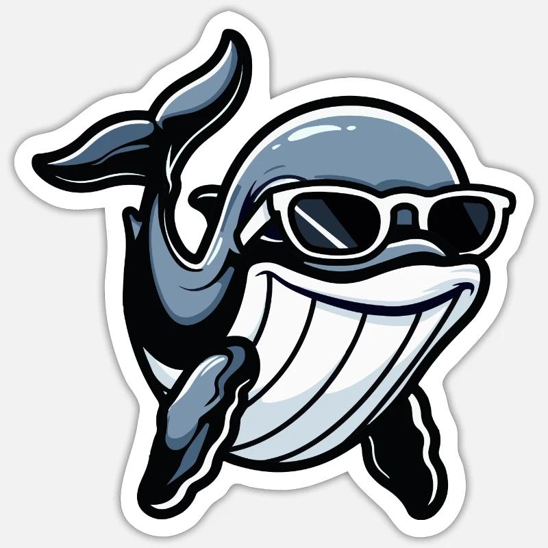 Whale Comic Cool - Sticker size S (10 x 10 cm) - white matte