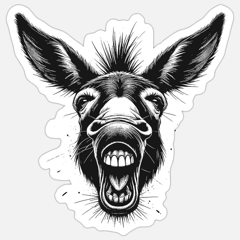 Esel - Sticker Größe S (10 x 10 cm) - Mattweiß
