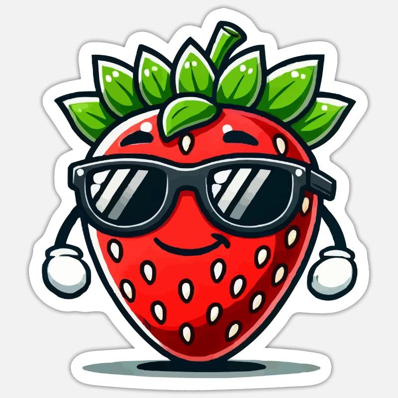 fraise - Sticker taille S (10 x 10 cm) - blanc mat