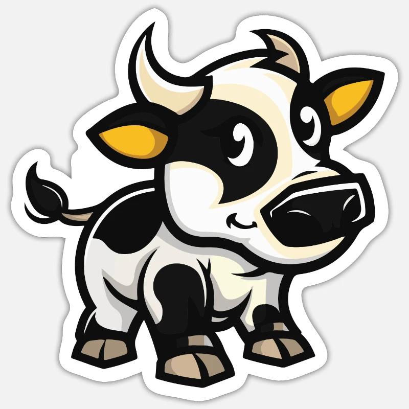 Kuh Comic - Sticker Größe S (10 x 10 cm) - Mattweiß