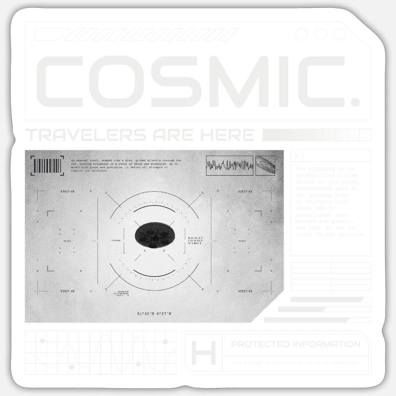 Kosmische Reisende sind hier Sticker Größe S (10 x 10 cm)