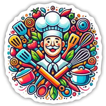 Chef Logo - Sticker size S (10 x 10 cm) - white matte - Front