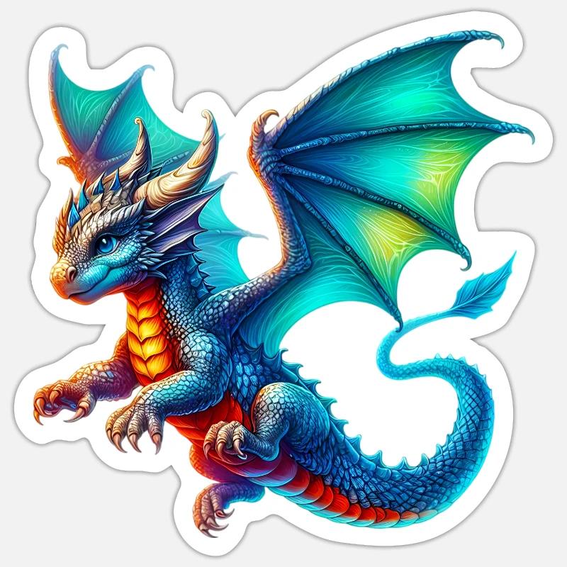 Dragon - Sticker taille S (10 x 10 cm) - blanc mat