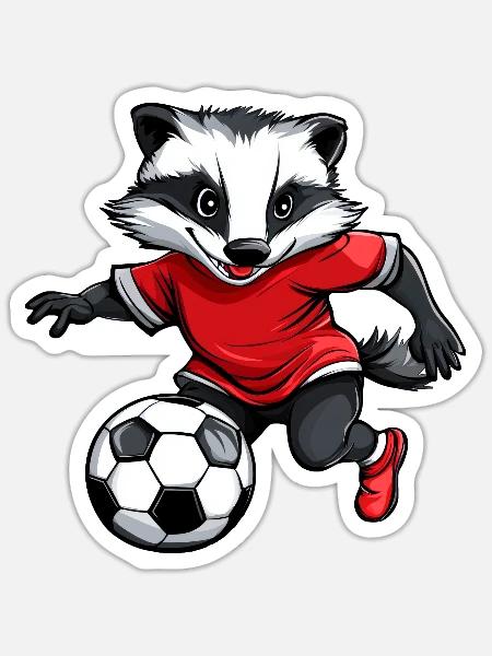 Fussball Dachs rot - Sticker Größe S (10 x 10 cm) - Mattweiß
