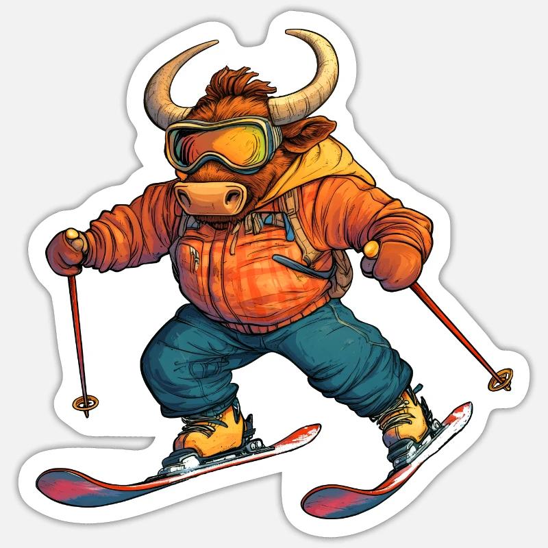 Ski Taurus - Sticker taille S (10 x 10 cm) - blanc mat
