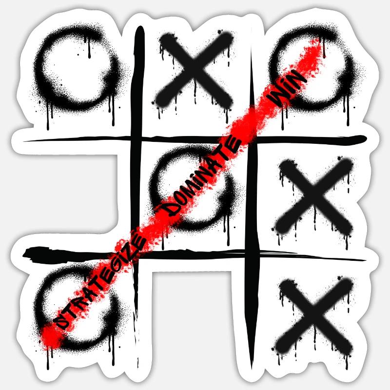 Tic Tac Toe - Graffiti-Stil - Sticker Größe S (10 x 10 cm) - Mattweiß