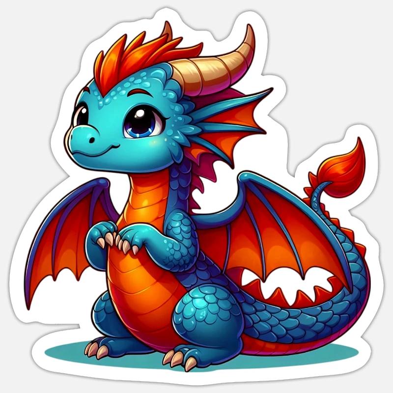 Drache - Sticker Größe S (10 x 10 cm) - Mattweiß