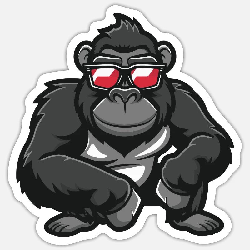 Gorilla Tier - Sticker Größe S (10 x 10 cm) - Mattweiß