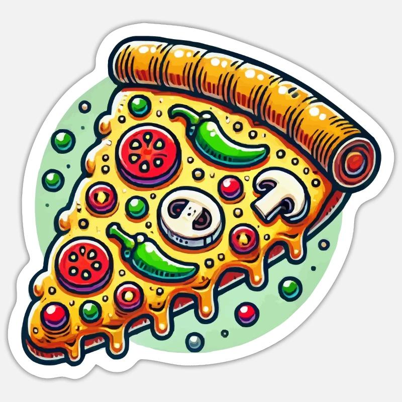 pizza - Sticker taille S (10 x 10 cm) - blanc mat
