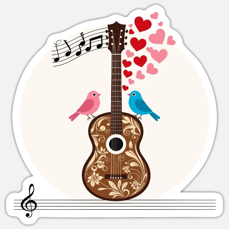 Guitar - Sticker size S (10 x 10 cm) - white matte