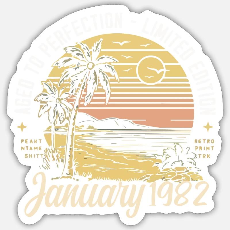 1982 Geburtstag Januar 1982 - Geschenk Januar 1982 Sticker Größe S (10 x 10 cm)