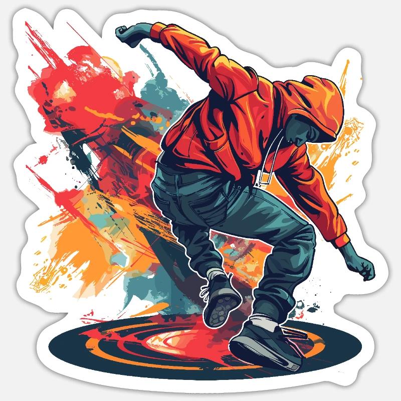 Breakdancer Graffiti - Sticker taille S (10 x 10 cm) - blanc mat