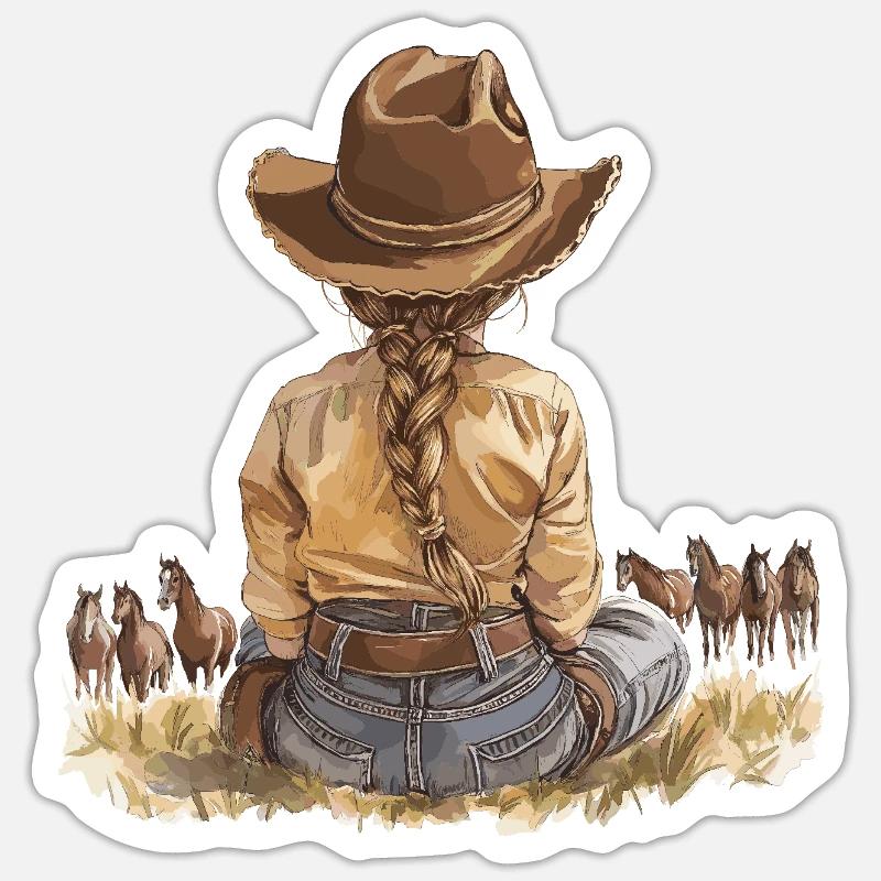 Pferd Pferde Reiten Reiterin Paddock Koppel Sticker Größe S (10 x 10 cm)