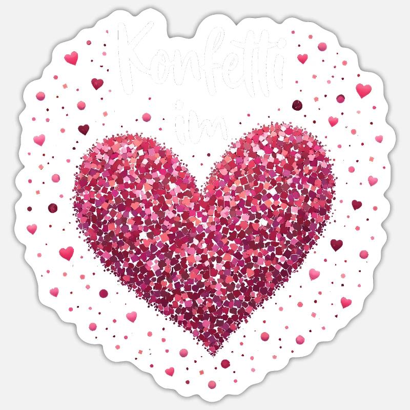 Konfetti im Herzen - Sticker Größe S (10 x 10 cm) - Mattweiß