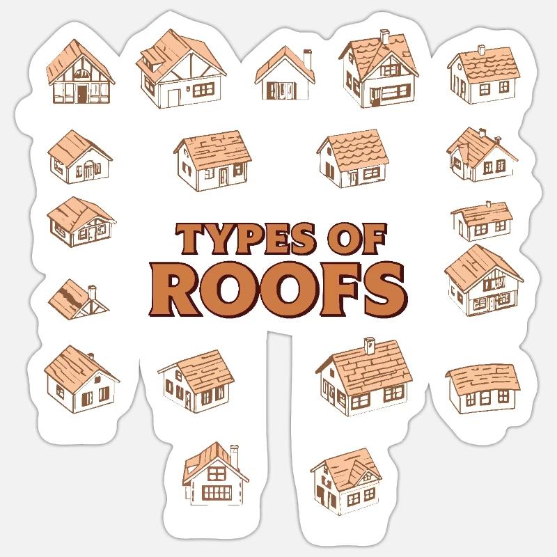 Arten von Dächern Dacharchitekturstile Sticker Größe S (10 x 10 cm)