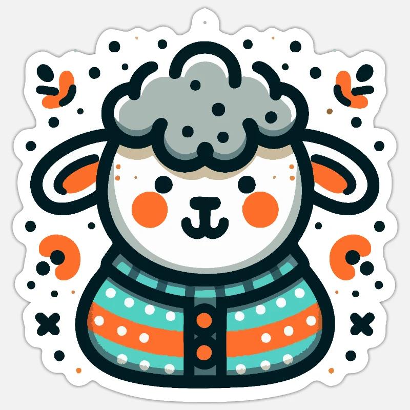 Süßes Schaf im Pullover - Sticker Größe S (10 x 10 cm) - Mattweiß