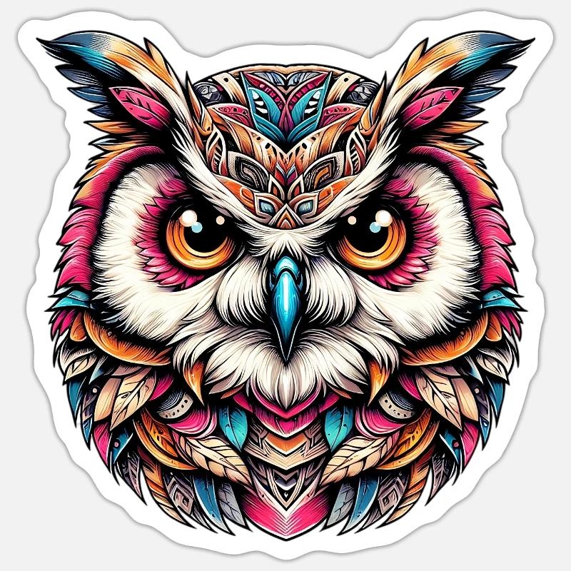 Eule - Sticker Größe S (10 x 10 cm) - Mattweiß