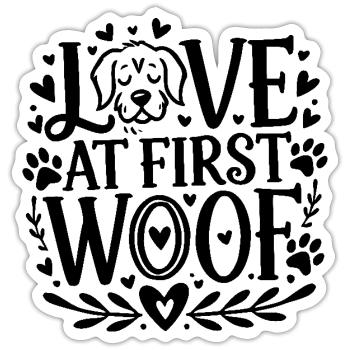 Love at First Woof - Sticker size S (10 x 10 cm) - white matte - Front