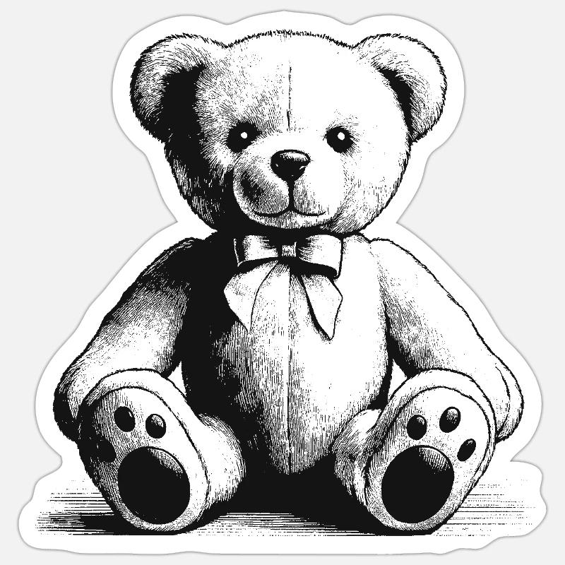 Teddybär - Sticker Größe S (10 x 10 cm) - Mattweiß