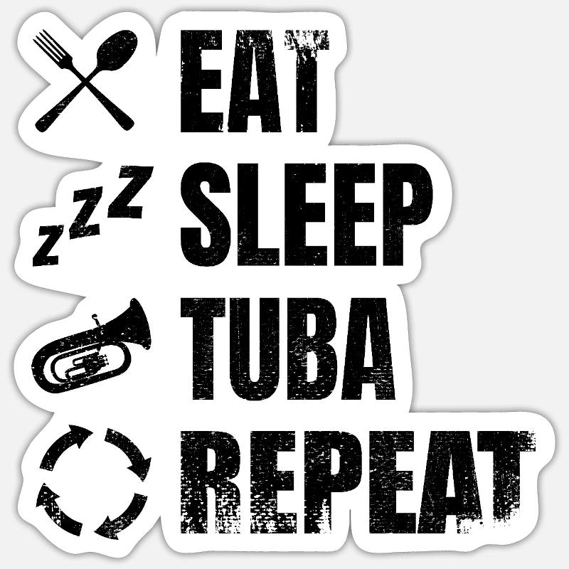 Tuba Tägliche Routine - Sticker Größe S (10 x 10 cm) - Mattweiß