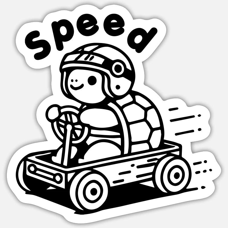 Turtle Racing a soapbox - "Speed" Design Sticker size S (10 x 10 cm)